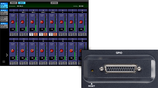 GPIO allows to control the digital snake via media control systems